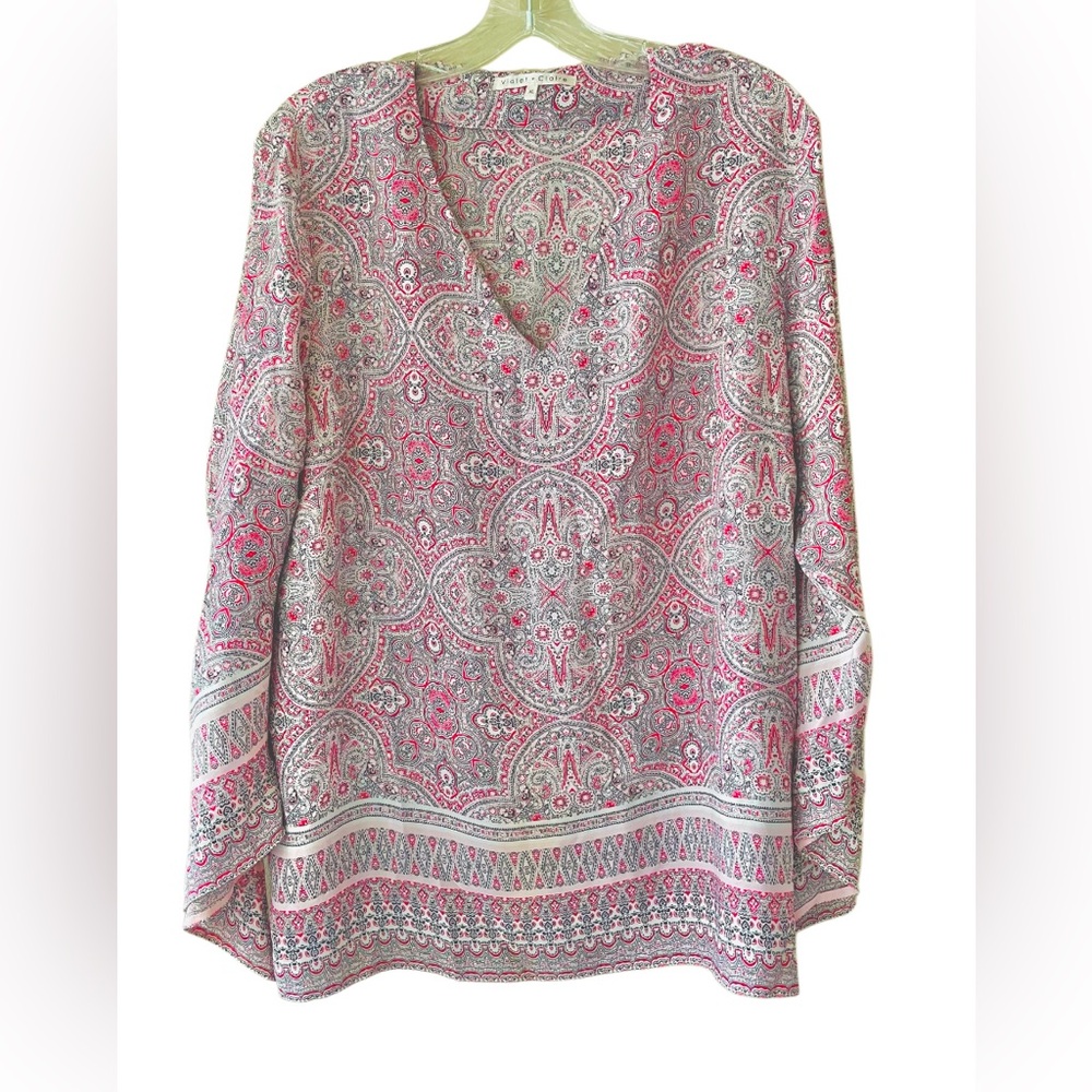 Violet And Claire Paisley Print Dark Pink And Black Handkerchief Wrist Sleeve XL